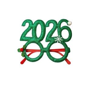 2026 Christmas Green Glasses Creative Digital Funny New Year Party